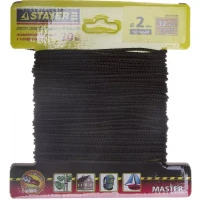 Шнур STAYER "MASTER" хозяйственно-бытовой, полипропиленовый, вязанный, с сердечником, черный, d 2, 20м 50411-02-020