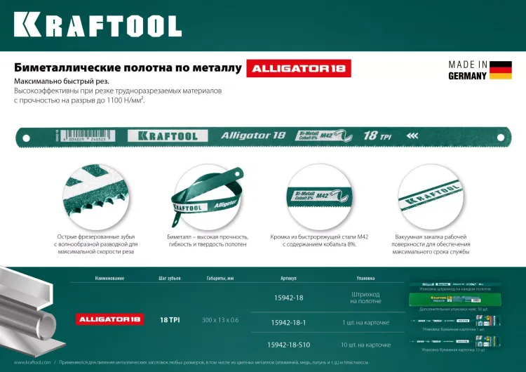 Полотна по металлу Alligator 15942-18 купить в Нефтеюганске