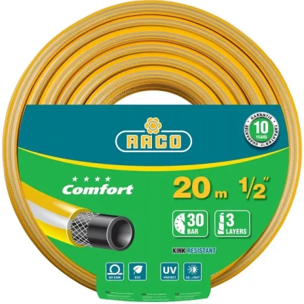 Шланг RACO &quot;COMFORT&quot; поливочный, 30атм., армированный, 3-х слойный, 1/2&quot;х20м 40303-1/2-20 купить в Нефтеюганске