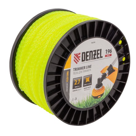 Леска для триммера витой квадрат, 2,7мм х 196м, на DIN катушке FLEX CORD// Denzel 96299 купить в Нефтеюганске