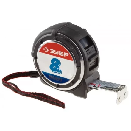 Рулетка ЗУБР &quot;ЭКСПЕРТ&quot; &quot;АНТЕЙ&quot;, металлический обрезиненный корпус, полотно с нейлоновым напылением, 8мх25мм 34053-08-25 купить в Нефтеюганске