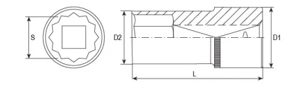 Головка торцевая 12-гранная глубокая 1/2"DR 24 мм S04HD4724 Jonnesway 49073 купить в Нефтеюганске