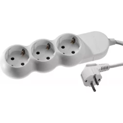 Удлинитель ЗУБР "МАСТЕР" электрический, ПВС сечение 1кв мм, заземление, 3 гнезда, макс мощн 3500Вт, 3м 55038-3