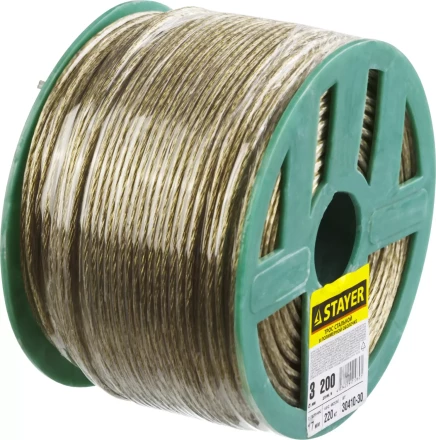 Трос стальной в полимерной оболочке, d=3,0 мм, L=200 м, STAYER Master 30410-30 30410-30 купить в Нефтеюганске