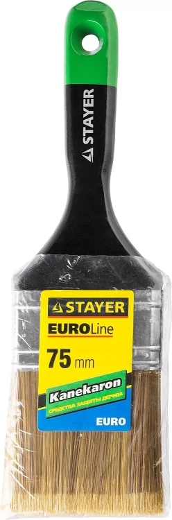 STAYER “KANEKARON-EURO”. Кисть плоская, искусственная щетина, деревянная ручка, 75мм 0106-075 купить в Нефтеюганске