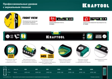 Профессиональный уровень с зеркальным глазком KRAFTOOL 34781-200 купить в Нефтеюганске