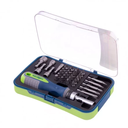 Отвертка реверсивная с набором бит и торцевыми головками 35 шт CrV Сибртех 13337 купить в Нефтеюганске