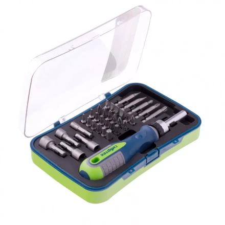 Отвертка реверсивная с набором бит и торцевыми головками 35 шт CrV Сибртех 13337 купить в Нефтеюганске