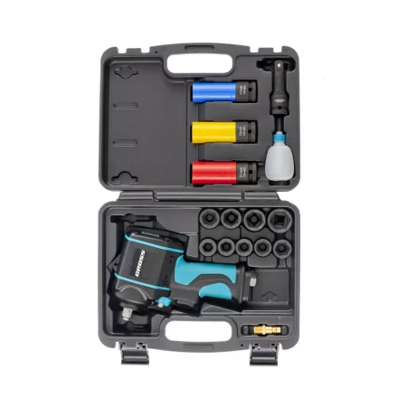 Гайковёрт пневматический ударный Gross Twin Hammer G985K2 с набором 17 предметов 57445 купить в Нефтеюганске