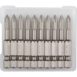 Биты "ЕХPERT" торсионные кованые, обточенные, KRAFTOOL 26121-1-50-10, Cr-Mo сталь, тип хвостовика E 1/4", PH1, 50мм, 10шт 26121-1-50-10