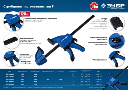 ЗУБР ППС-60/85, 600 х 85 мм, пистолетная струбцина, Профессионал (32241-60) купить в Нефтеюганске