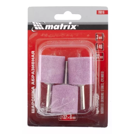 Шарошка абразивная цилиндр 32x32x6 F46 3 штук MATRIX 76016 купить в Нефтеюганске