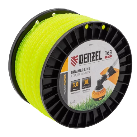 Леска для триммера витой квадрат, 3,0мм х 163м, на DIN катушке FLEX CORD// Denzel 96802 купить в Нефтеюганске