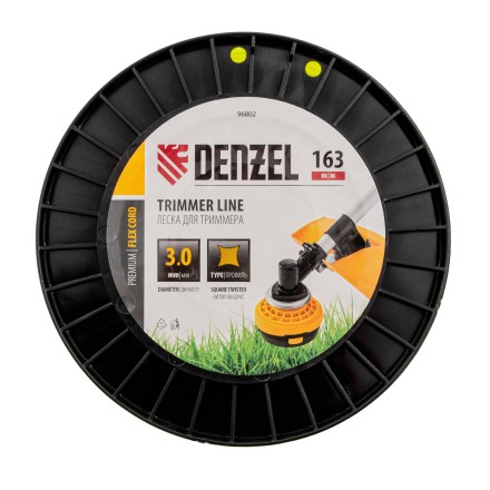 Леска для триммера витой квадрат, 3,0мм х 163м, на DIN катушке FLEX CORD// Denzel 96802 купить в Нефтеюганске