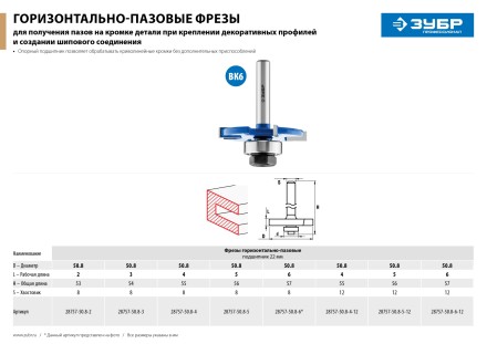 ЗУБР 50.8 x 3 мм, хвостовик 8 мм, фреза горизонтально-пазовая, Профессионал (28757-50.8-3) купить в Нефтеюганске