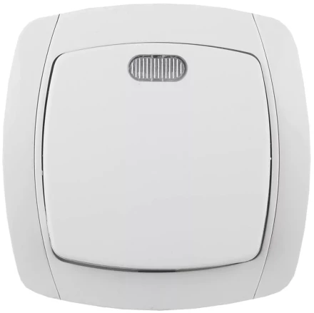 Выключатель СВЕТОЗАР &quot;CITY LIGHT&quot; одноклавишный в сборе, с подсветкой, белый, 10А/~250В SV-54231-W купить в Нефтеюганске