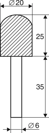 Шарошка абразивная Цилиндр с закруглением 20х25х6 мм Энкор 21656 купить в Нефтеюганске