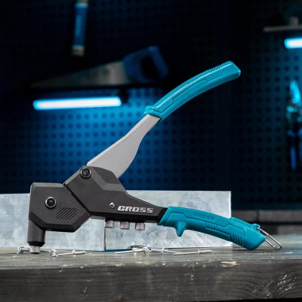 Заклепочник ручной Gross 40418, 290 мм, поворотный, 0-360, заклепки 2,4-3,2-4,0-4,8 мм купить в Нефтеюганске