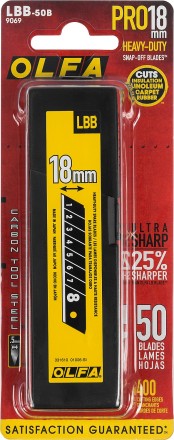Лезвие OLFA BLACK MAX сегментированное, 8 сегментов, 18х100х0,5мм, 50шт OL-LBB-50B купить в Нефтеюганске