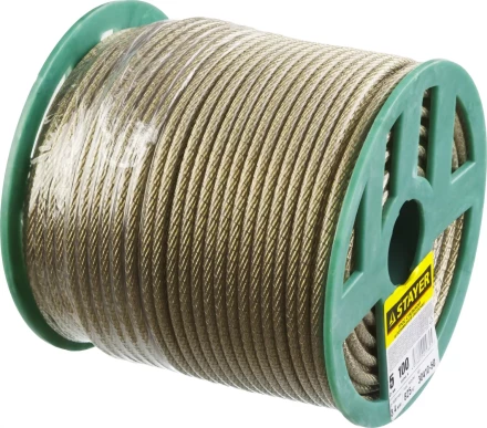 Трос стальной в полимерной оболочке, d=5,0 мм, L=100 м, STAYER Master 30410-50 30410-50 купить в Нефтеюганске
