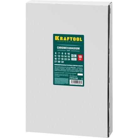 Наборы ключей комбинированных KRAFTOOL, Cr-V, DIN 3110, в EVA-ложементе 27079-H18E купить в Нефтеюганске