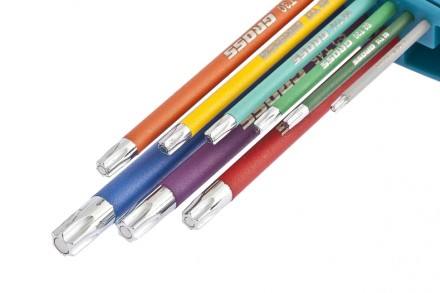 Набор ключей имбусовых TORX-TT T10-T50 магнит S2 экстра-длинные хром/краска 9 шт Gross 16402 купить в Нефтеюганске