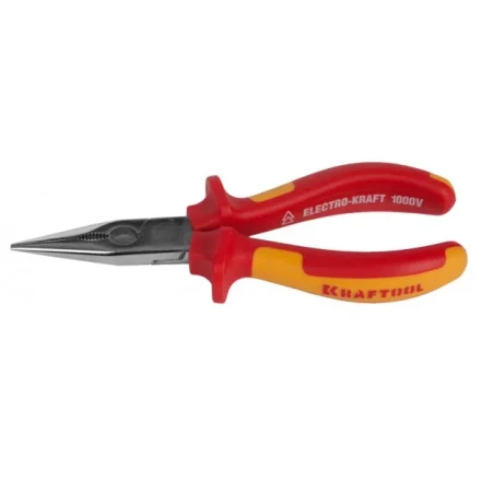 Тонкогубцы &quot;ELECTRO-KRAFT&quot;, Cr-Mo сталь, двухкомпонентная маслобензостойкая рукоятка, хромированное покрытие, 160мм. KRAFTOOL 2202-3-16 2202-3-16_z01 купить в Нефтеюганске