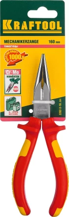 Тонкогубцы &quot;ELECTRO-KRAFT&quot;, Cr-Mo сталь, двухкомпонентная маслобензостойкая рукоятка, хромированное покрытие, 160мм. KRAFTOOL 2202-3-16 2202-3-16_z01 купить в Нефтеюганске