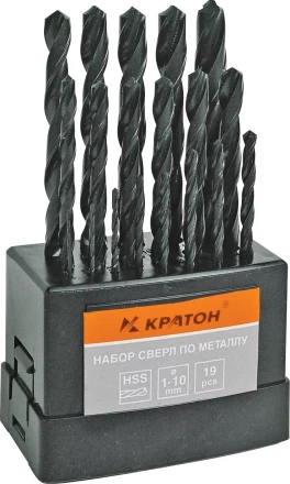 Набор сверл по мет 1,0-10,0 мм 19 шт Кратон 1 05 01 006 купить в Нефтеюганске