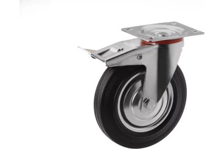 Аппаратное поворотное колесо с тормозом HITCH 75*22 резина черная SCb93 (SZ084865) купить в Нефтеюганске