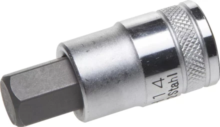 Торцовая бита-головка KRAFTOOL &quot;INDUSTRIE QUALITAT&quot;, материал S2, HEX, сатинированная, 1/2&quot;, H14 27908-14_z01 купить в Нефтеюганске