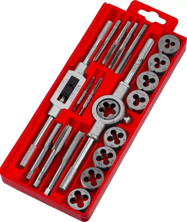 Набор ЗУБР &quot;МАСТЕР&quot; с металлореж. инструментом, метчики однопроходные и плашки М3-М12, оснастка - в пласт. боксе 20пред. 2810-H20_z01 купить в Нефтеюганске