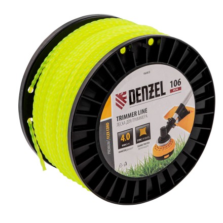 Леска для триммера витой квадрат, 4,0мм х 106м, на DIN катушке FLEX CORD// Denzel 96803 купить в Нефтеюганске