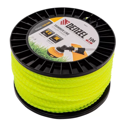 Леска для триммера витой квадрат, 4,0мм х 106м, на DIN катушке FLEX CORD// Denzel 96803 купить в Нефтеюганске