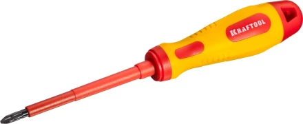 Отвертка KRAFTOOL, высоковольтная, Cr-Mo-V стержень, двухкомпонент. маслобензостойкая рукоятка, PH №2, 100мм 250084-2-100 купить в Нефтеюганске