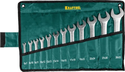 Набор рожковых гаечных ключей 12 шт, 6 - 32 мм, KRAFTOOL 27033-H12 купить в Нефтеюганске