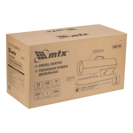 Дизельная тепловая пушка MTX DHB-20i 98905, 20 кВт, 450 м3/ч, прямой нагрев, термостат купить в Нефтеюганске