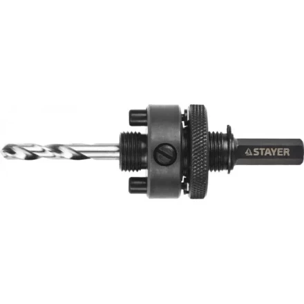 Державка c жесткими штифтами и прижимной муфтой для коронок, d=32-152мм, с шестигранном хвостовиком, резьба 5/8, STAYER Professional 29548 купить в Нефтеюганске