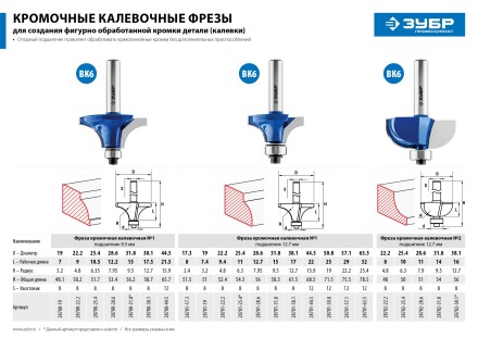 Фрезы кромочные калевочные №1 с подшипником 127мм серия ПРОФЕССИОНАЛ купить в Нефтеюганске