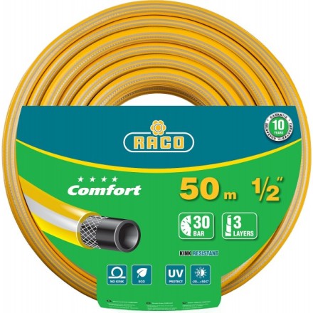 Шланг RACO &quot;COMFORT&quot; поливочный, 30атм., армированный, 3-х слойный, 1/2&quot;х50м 40303-1/2-50 купить в Нефтеюганске