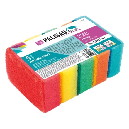 Губки для посуды Optima MAXI, 98 x 65 x 31 мм, 5 шт., Home Palisad 923535 купить в Нефтеюганске