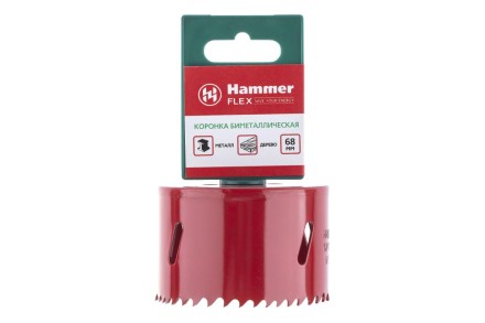 Коронка биметаллическая HAMMER Ф68х38мм 5/8&quot; BiMETALL (224-013) купить в Нефтеюганске