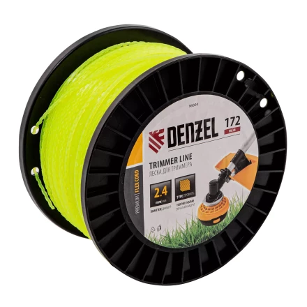 Леска для триммера зубчатый квадрат, 2,4мм х 172м, на DIN катушке FLEX CORD// Denzel 96804 купить в Нефтеюганске