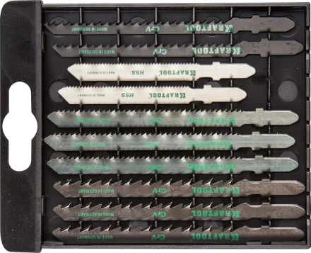 Набор KRAFTOOL Полотна для эл/лобзика, по дереву, ДСП, фанере, мягкому листовому металлу, EU-хвост., 10шт 159590-H10 купить в Нефтеюганске