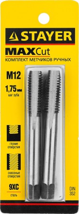 Комплект метчиков STAYER &quot;MASTER&quot;, сталь 9ХС, М12х1,75, 2 шт 28025-12-1.75-H2 купить в Нефтеюганске