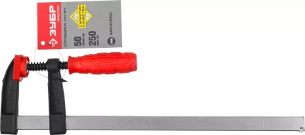 Струбцина ЗУБР &quot;МАСТЕР&quot;, тип &quot;F&quot;, пластмассовая ручка, стальная закаленная рейка, 50х250мм 32150-050-250 купить в Нефтеюганске