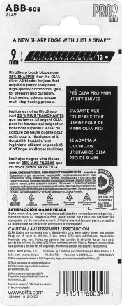 Лезвия OLFA сегментированные BLACK MAX, 9х80х0,38мм, 13 сегментов, 50шт OL-ABB-50B купить в Нефтеюганске