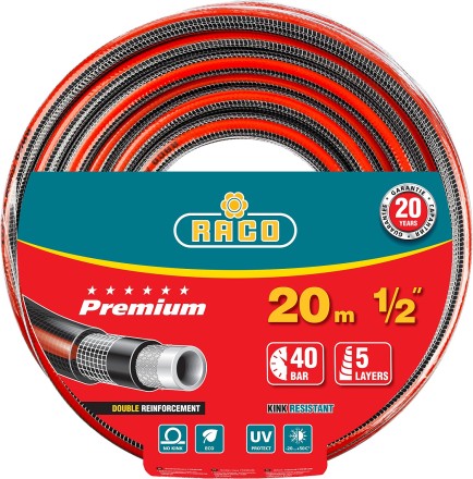 Шланг RACO &quot;PREMIUM&quot; поливочный, 40атм., армированный, 3-х слойный, 1/2&quot;х20м 40300-1/2-20 купить в Нефтеюганске