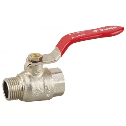 Кран ЗУБР шаровой 3/4&quot; полнопроходной &quot;мама-папа&quot;, ручка, никелированная латунь 51351-N-3/4 купить в Нефтеюганске