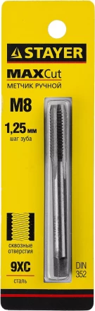 Метчик STAYER &quot;MASTER&quot; одинарный, для сквозных отверстий, сталь 9ХС, М8х1,25 28020-08-1.25 купить в Нефтеюганске